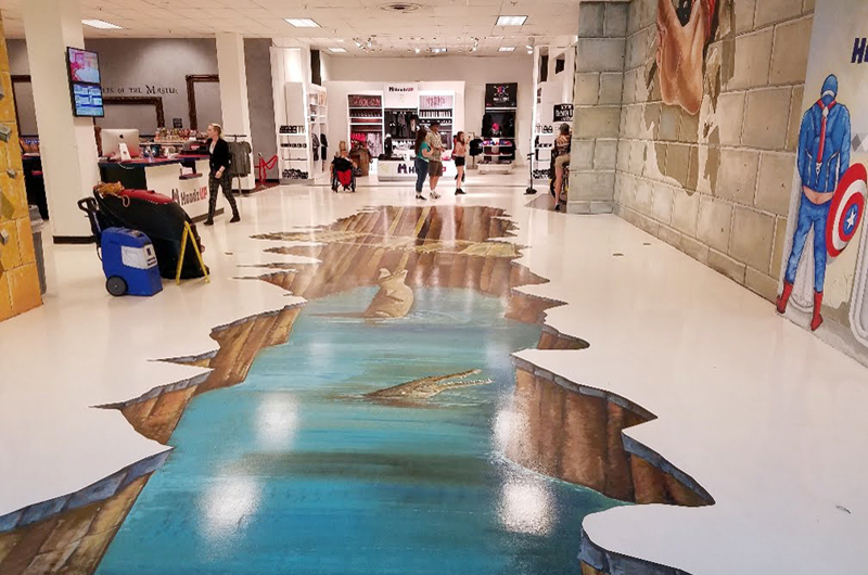 En una de las áreas del Boulevard Mall paso al asombro y la pintura en 3D
