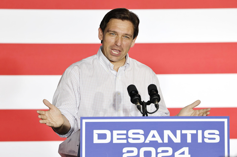 DeSantis saca una camiseta que pide a Kamala Harris cuidar de que “Biden no se caiga”