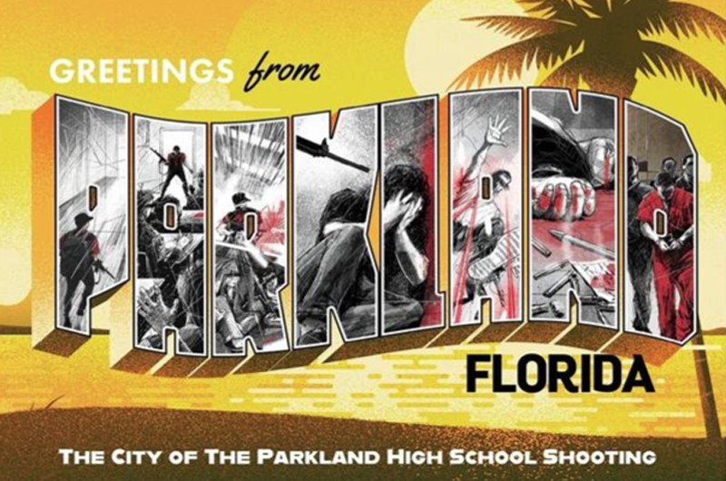 Con vergonzosas postales padres de Parkland siguen la lucha contra las armas