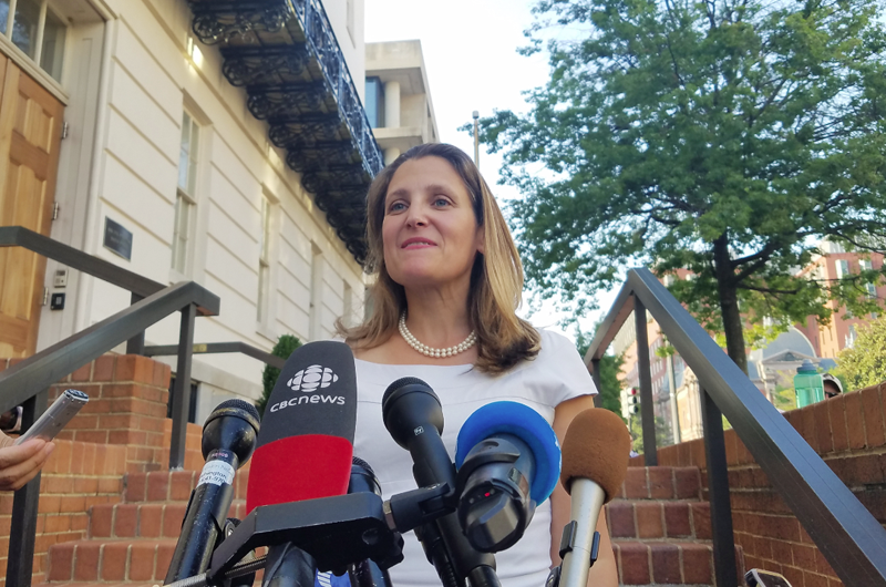 Postura de México allana camino a Canadá en negociación TLCAN: Freeland