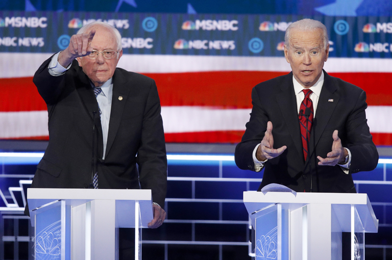 Covid-19 y vicepresidenta, tema destacados del debate Biden-Sanders